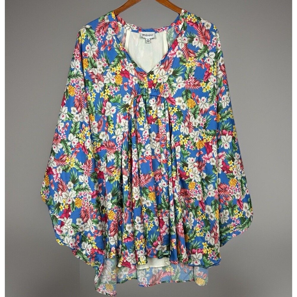 Maisie Caftan Kimono Floral Sz M Boho Lined Resort Cruise Beach Vacation - USA
